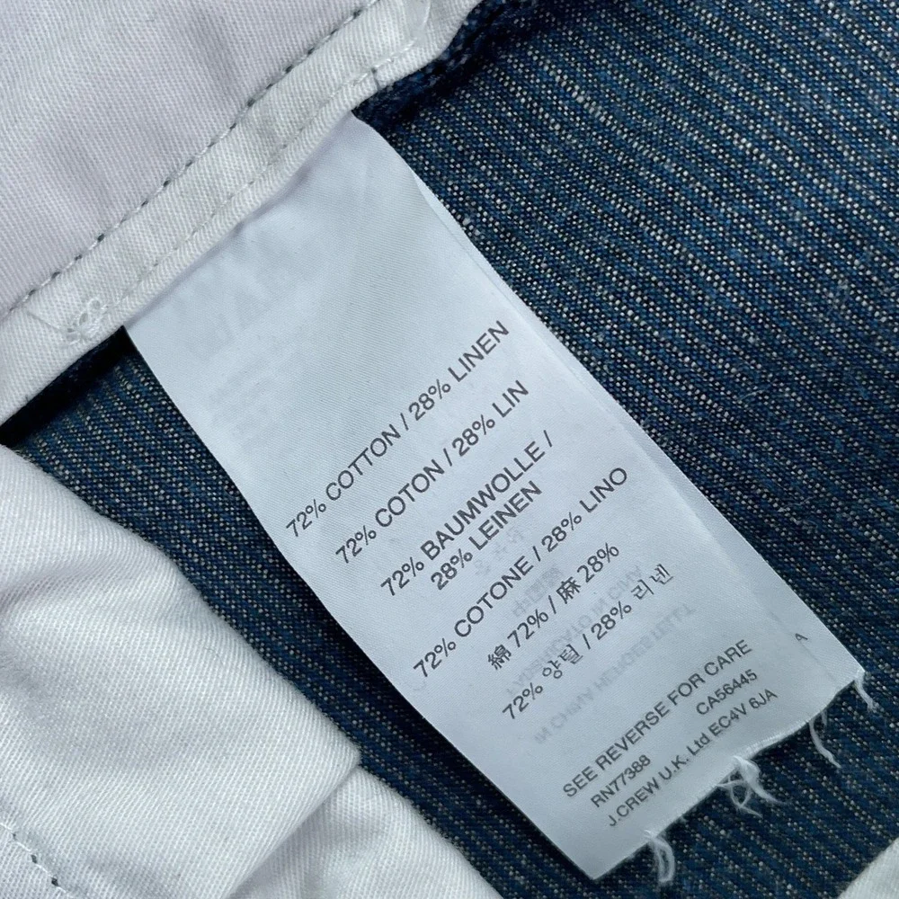 J Crew Pants Mens 32x34 Blue 484 Slim Fit Baird McNutt Irish Linen Cotton Chino